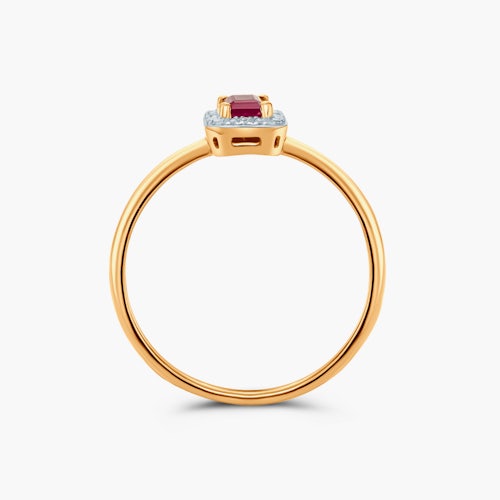 Pierścionek zaręczynowy SAVICKI: dwukolorowe złoto, rubin, diamenty